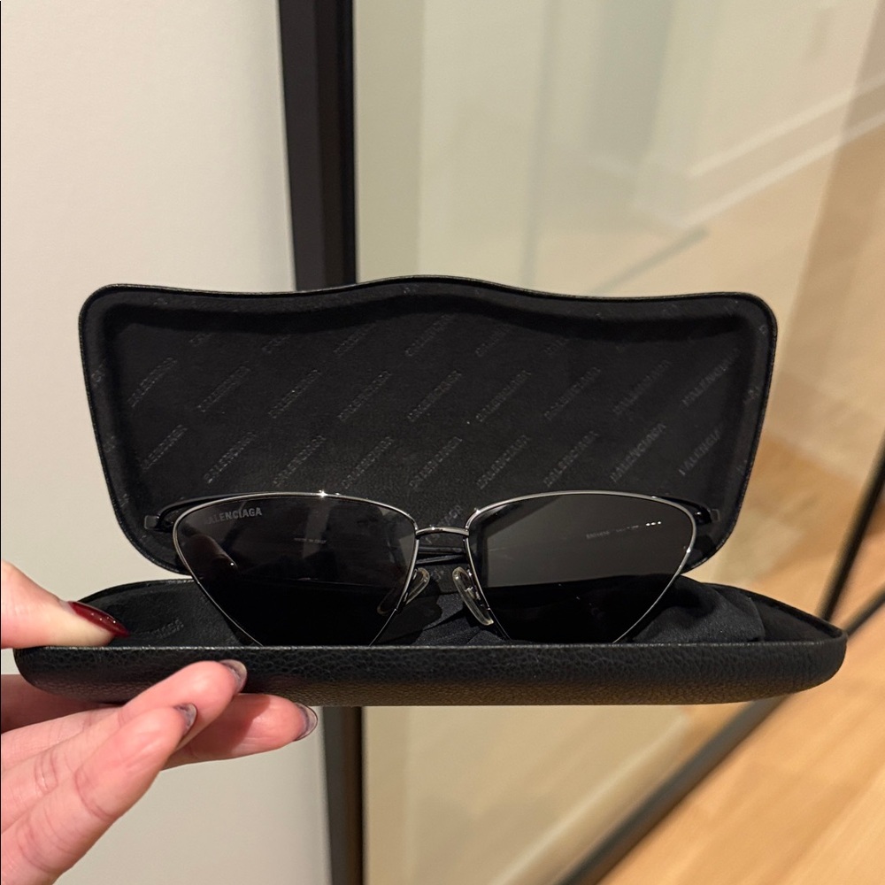 Authentic Balenciaga Silver and Black Sunglasses
